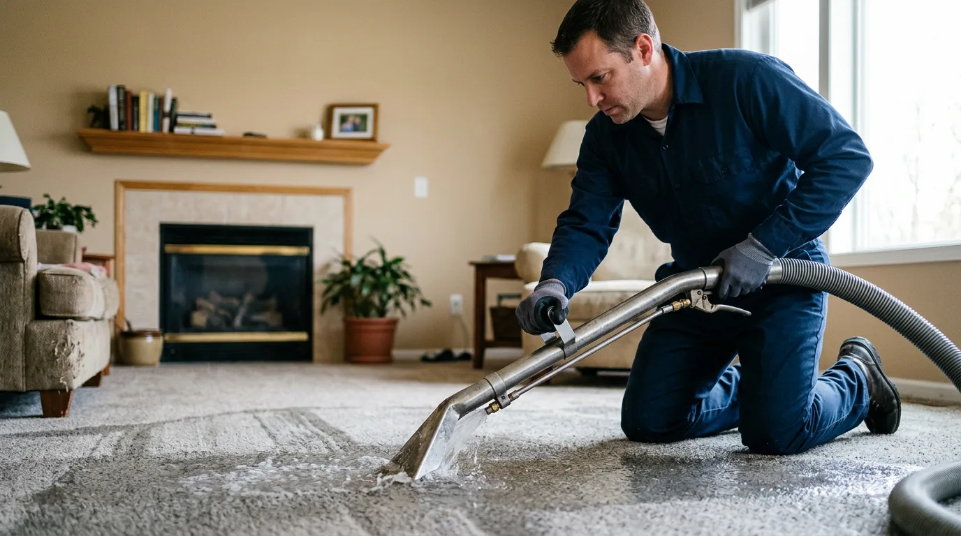Water damage restoration technician working near Los Olivos, CA